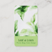 Elegant licht Groene Waterverf Bladderachtig Botan Visitekaartje (Voorkant)