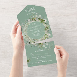 Elegant Licht & Luchtig Delicaat bloemend Huwelijk All In One Uitnodiging