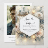 Elegant licht Mason Jar bruiloft Save The Date (Voorkant / Achterkant)