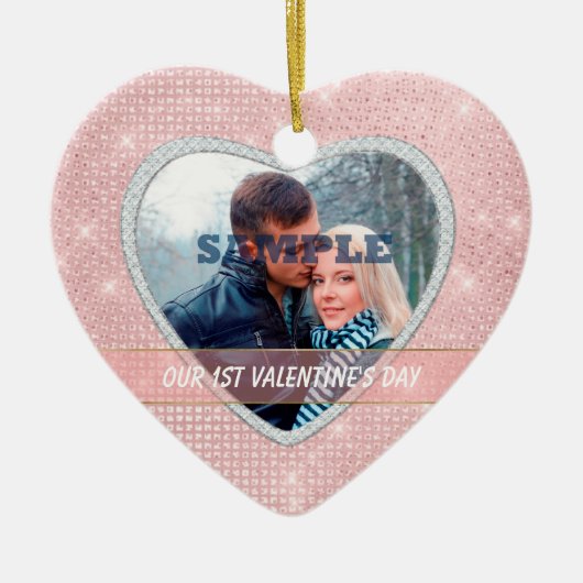 Elegant licht ons eerste Valentijn Ornament (Voorkant)