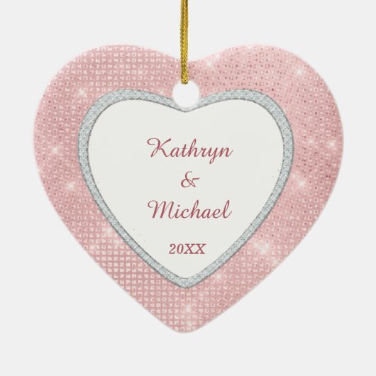 Elegant licht ons eerste Valentijn Ornament (Achterkant)