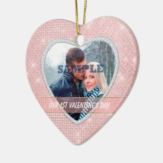 Elegant licht ons eerste Valentijn Ornament (Links)