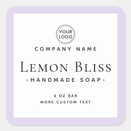 Elegant licht paars rand vierkant etiket (Voorkant)