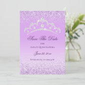 Elegant Licht Paarse 15e Verjaardag Quinceanera Save The Date (Staand voorkant)