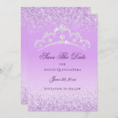 Elegant Licht Paarse 15e Verjaardag Quinceanera Save The Date (Voorkant / Achterkant)