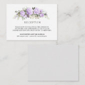 Elegant licht Paarse bloemenbruiloft receptie Informatiekaartje (Voorkant / Achterkant)