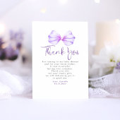 Elegant licht Paarse boog Baby shower Dank u Bedankkaart