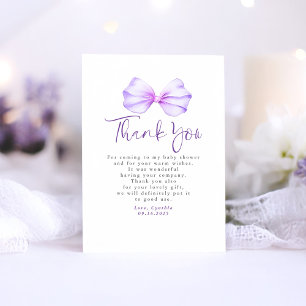 Elegant licht Paarse boog Baby shower Dank u Bedankkaart