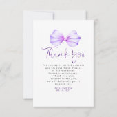 Elegant licht Paarse boog Baby shower Dank u Bedankkaart (Voorkant)