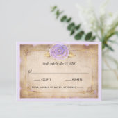 Elegant licht Paarse en gouden Rozen perkament RSVP Kaartje (Staand voorkant)