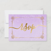 Elegant licht Paarse en gouden Rozen perkament RSVP Kaartje (Achterkant)