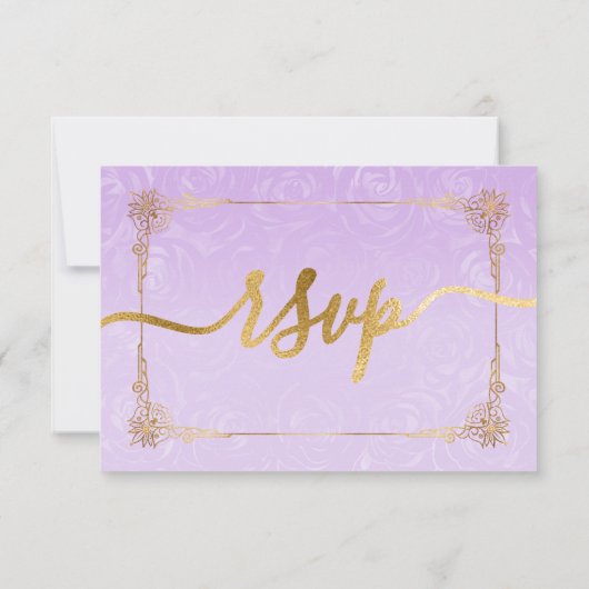 Elegant licht Paarse en gouden Rozen perkament RSVP Kaartje (Achterkant)