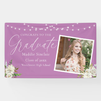 Elegant licht Paarse foto Floral Afstuderen Spandoek