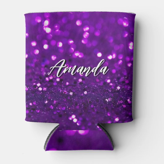 Elegant Licht Paarse Glitter Vonken Blikjeskoeler (Voorkant)
