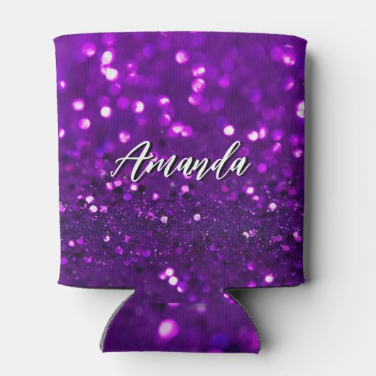 Elegant Licht Paarse Glitter Vonken Blikjeskoeler (Achterkant)