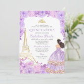 Elegant licht Paarse gouden tiara Paris Quinceañer Kaart (Staand voorkant)