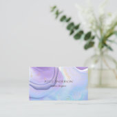 Elegant licht paarse gouden violette pastelontwerp visitekaartje (Staand voorkant)