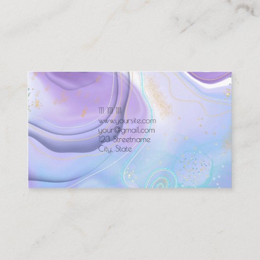 Elegant licht paarse gouden violette pastelontwerp visitekaartje (Achterkant)