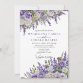 Elegant Licht Paarse Lavendel Rozen Bloemenbruilof Kaart (Voorkant)