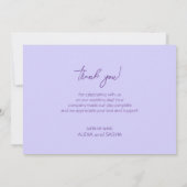 Elegant Licht Paarse Lila Bloemen Bruiloft Bedankkaart (Achterkant)