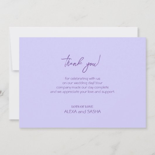 Elegant Licht Paarse Lila Bloemen Bruiloft Bedankkaart (Achterkant)