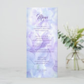 Elegant Licht Paarse Lila Bloemen Bruiloft Menu (Staand voorkant)