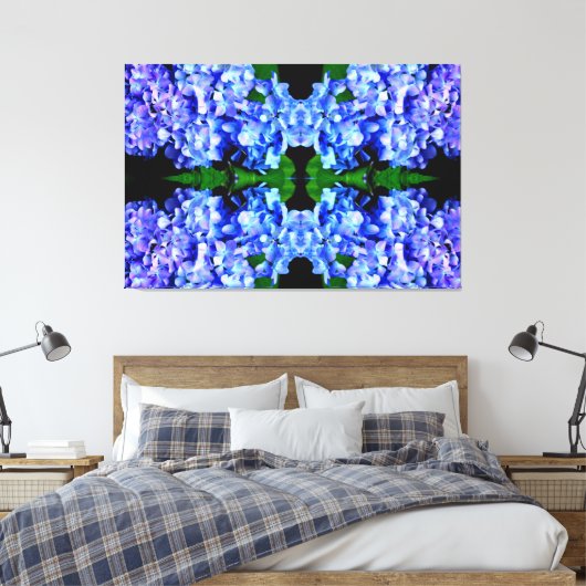 Elegant licht paarse magenta bloemenhortensia canvas afdruk (Insitu (Slaapkamer))