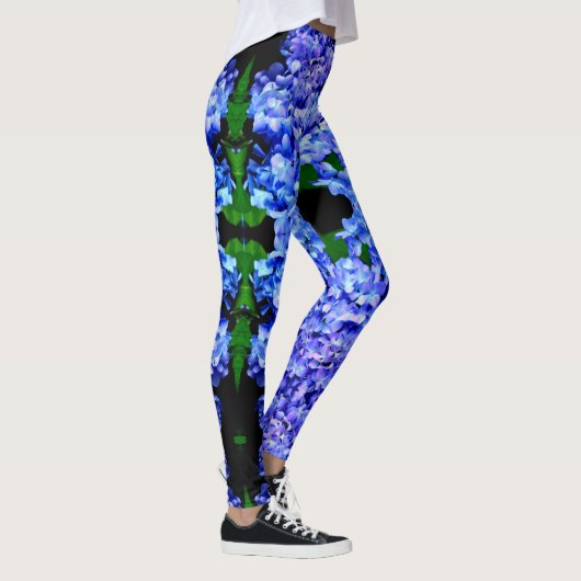 Elegant licht paarse magenta bloemenhortensia leggings (Rechts)