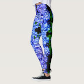 Elegant licht paarse magenta bloemenhortensia leggings (Links)