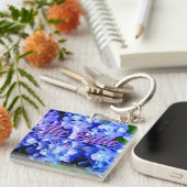 Elegant licht paarse magenta bloemenhortensia sleutelhanger (Voorkant Rechts)