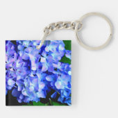 Elegant licht paarse magenta bloemenhortensia sleutelhanger (Achterkant)