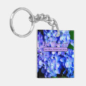 Elegant licht paarse magenta bloemenhortensia sleutelhanger (Voorkant Links)