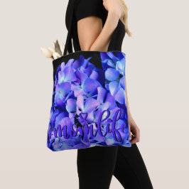 Elegant licht paarse magenta bloemenhortensia tote bag
