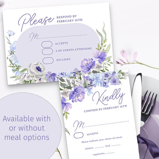Elegant Licht Paarse Ovaal Bloemen Lijst RSVP Kaartje