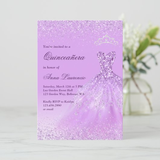 Elegant Licht Paarse Quinceanera 15e Verjaardag Kaart (Staand voorkant)