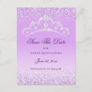 Elegant Licht Paarse Quinceanera Save The Date Briefkaart