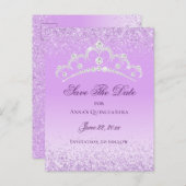 Elegant Licht Paarse Quinceanera Save The Date Briefkaart (Voorkant / Achterkant)