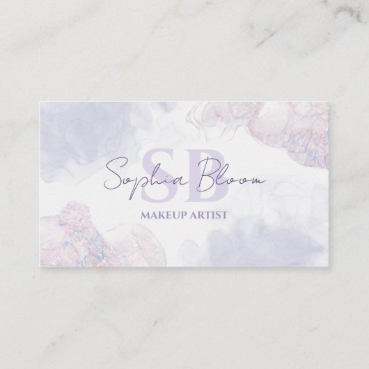 Elegant Licht Paarse Vloeibare Waterverf Inkt Afsprakenkaartje (Achterkant)