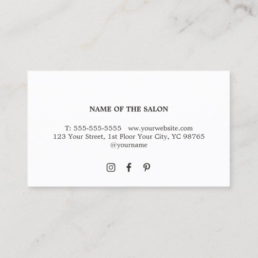 Elegant licht pastel zwart schaar Haarstylist Visitekaartje (Achterkant)