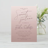 Elegant licht Roos goud Ombre script Sweet Sixteen Kaart (Staand voorkant)