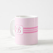 Elegant Licht Roze Gestreept Fancy Initiaal Koffiemok (Voorkant links)