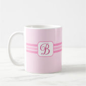 Elegant Licht Roze Gestreept Fancy Initiaal Koffiemok (Links)