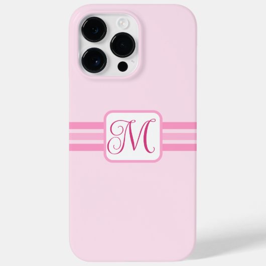 Elegant Licht Roze Gestreept Initiaal Case-Mate iPhone Case (Achterkant)