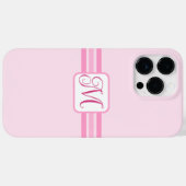 Elegant Licht Roze Gestreept Initiaal Case-Mate iPhone Case (Achterkant (horizontaal))