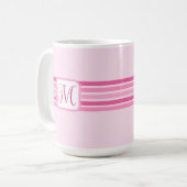 Elegant Licht Roze Gestreept Initiaal Koffiemok (Voorkant links)