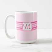 Elegant Licht Roze Gestreept Initiaal Koffiemok (Links)