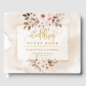 Elegant Licht Roze Gouden Boho Trouwgastenboek Gastenboek (Voorkant)