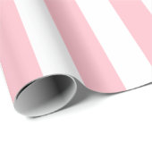 Elegant licht roze wit gestreept patroon cadeaupapier (Rol Hoek)