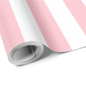 Elegant licht roze wit gestreept patroon cadeaupapier (Rol Hoek)