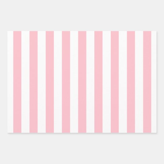Elegant licht roze wit gestreept patroon inpakpapier vel (Voorkant)